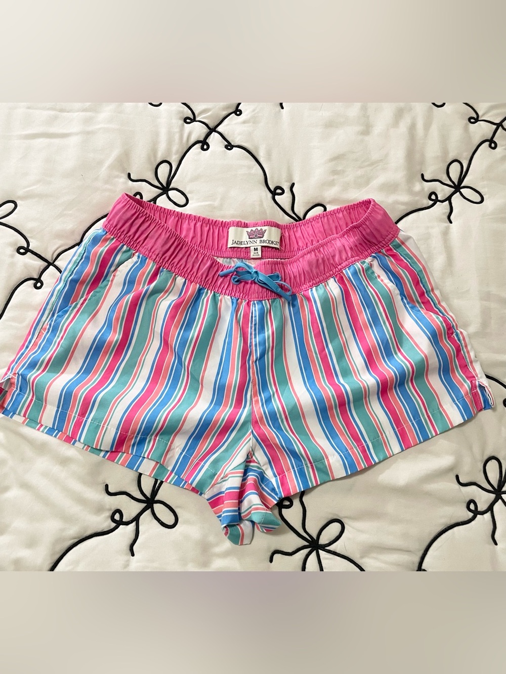 Jadelynn Brooke Hot Pink & Aqua Striped Lounge Shorts